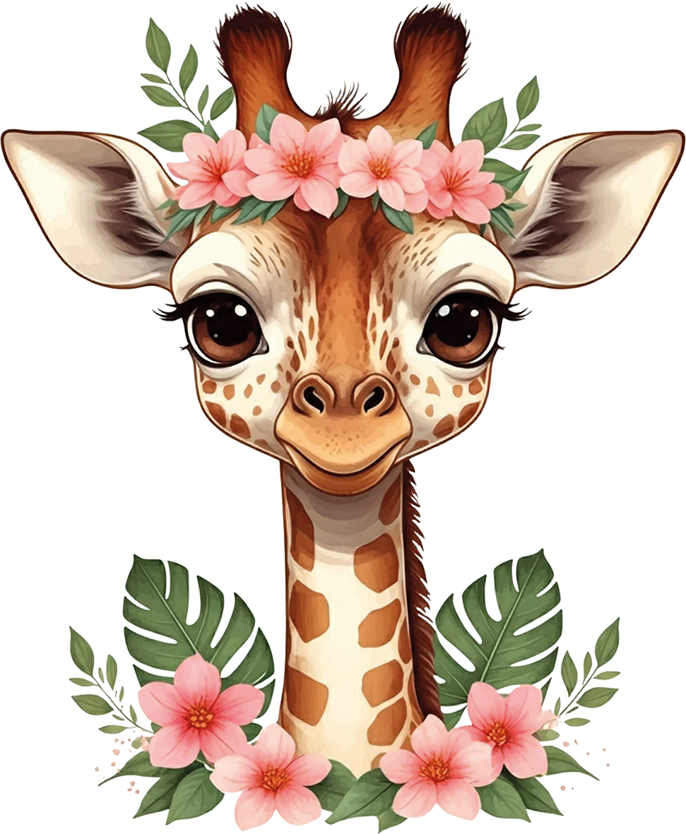 Bügelbild Blumengiraffe