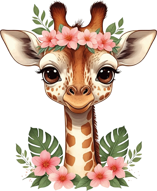 Bügelbild Blumengiraffe