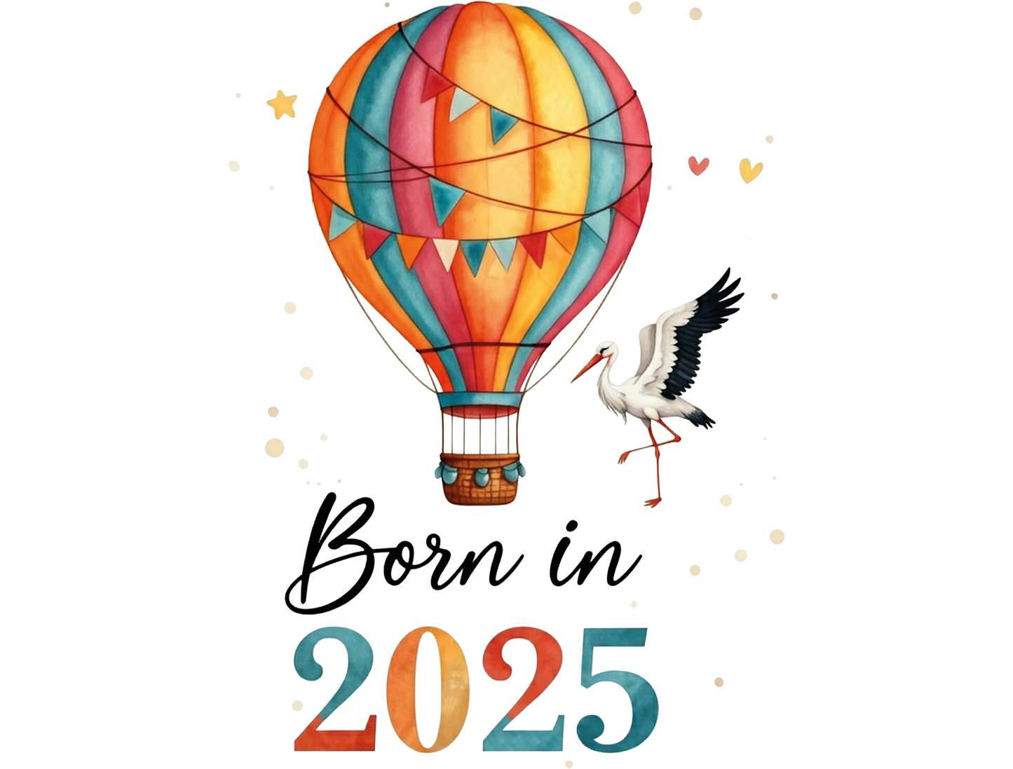 Bügelbild Spruch Born In 2025