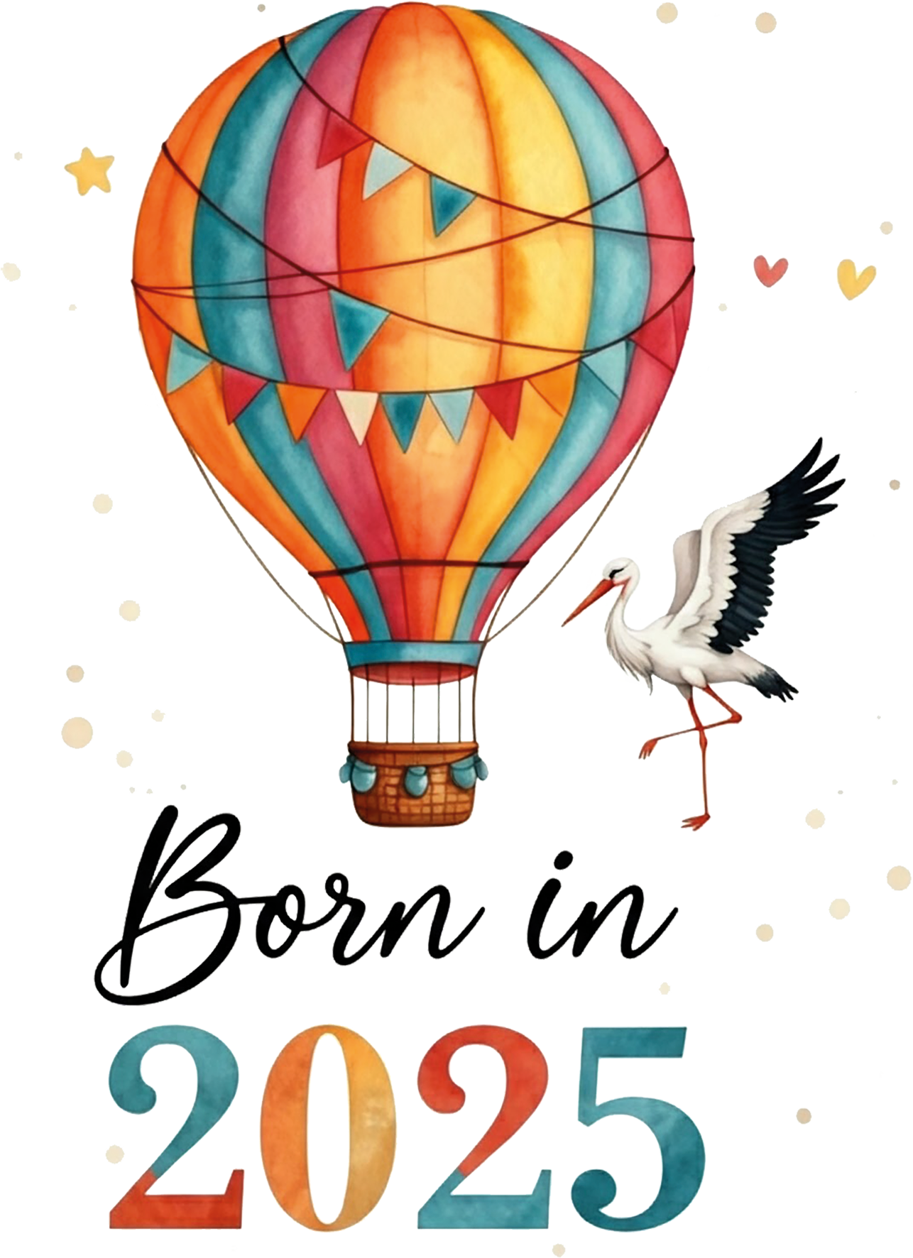 Bügelbild Spruch Born In 2025