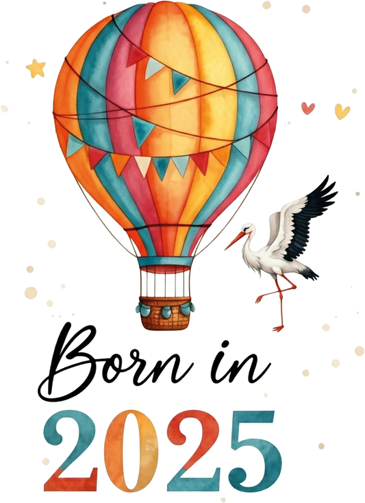 Bügelbild Spruch Born In 2025