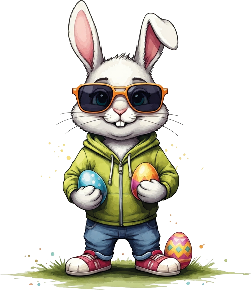 Bügelbild Osterhase mit Sonnenbrille