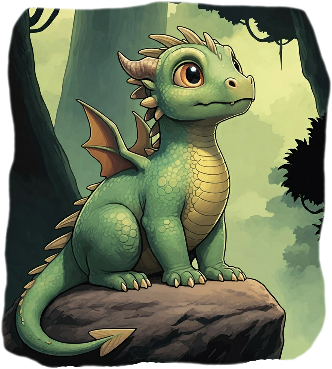 Bügelbild Drache im Wald