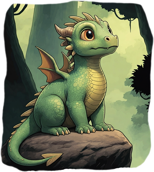 Bügelbild Drache im Wald