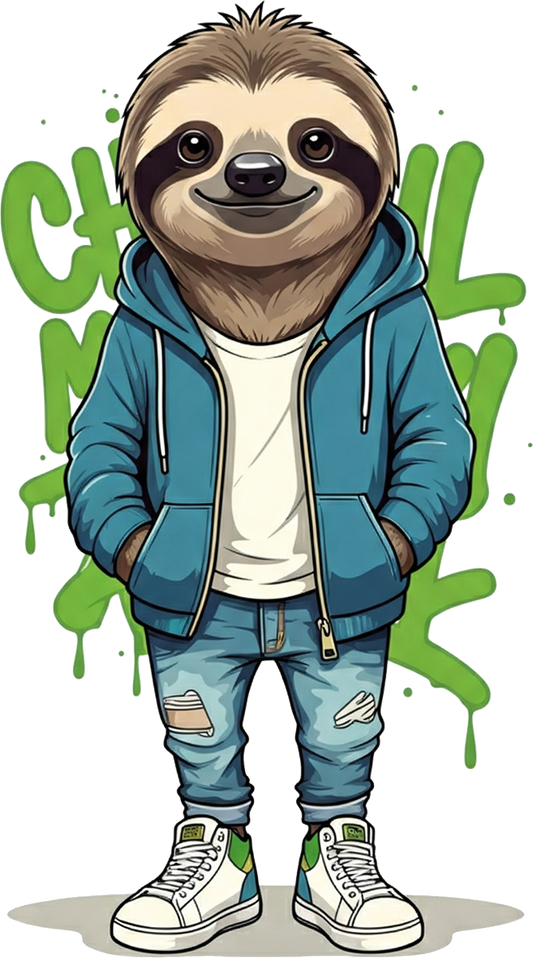 Bügelbild Faultier im lässigen Look