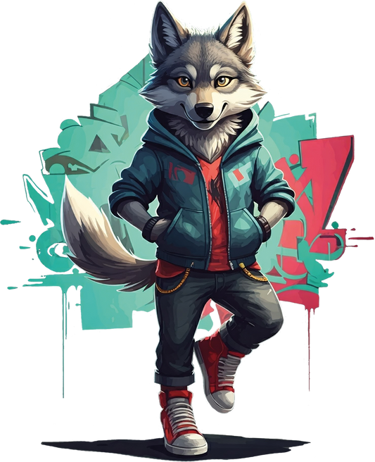 Bügelbild Graffiti Wolf