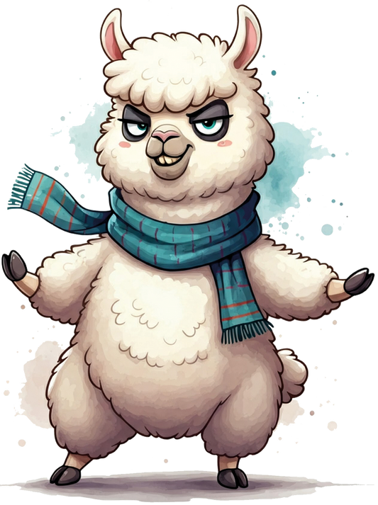 Bügelbild Lama mit Schal