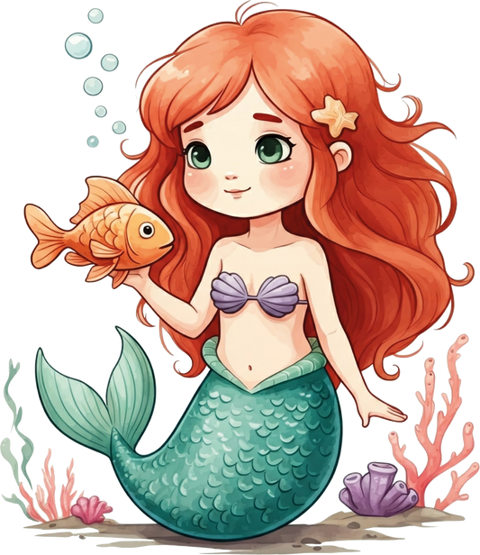 Bügelbild Meerjungfrau mit Fisch