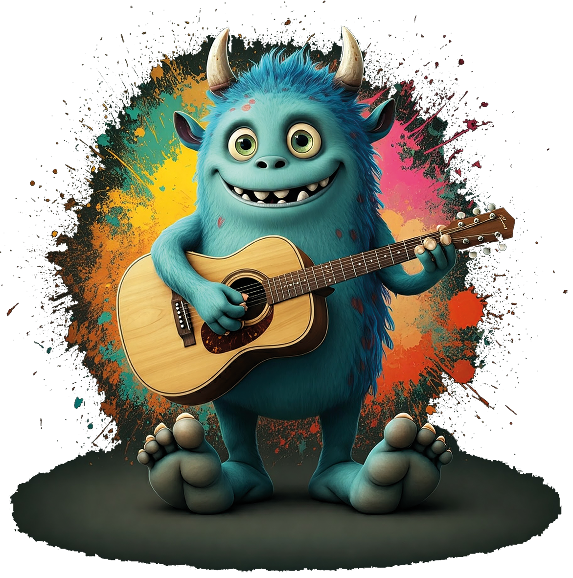 Bügelbild Monster mit Gitarre