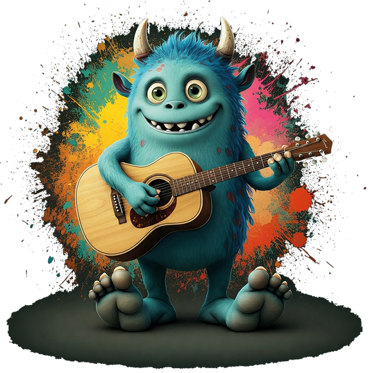 Bügelbild Monster mit Gitarre