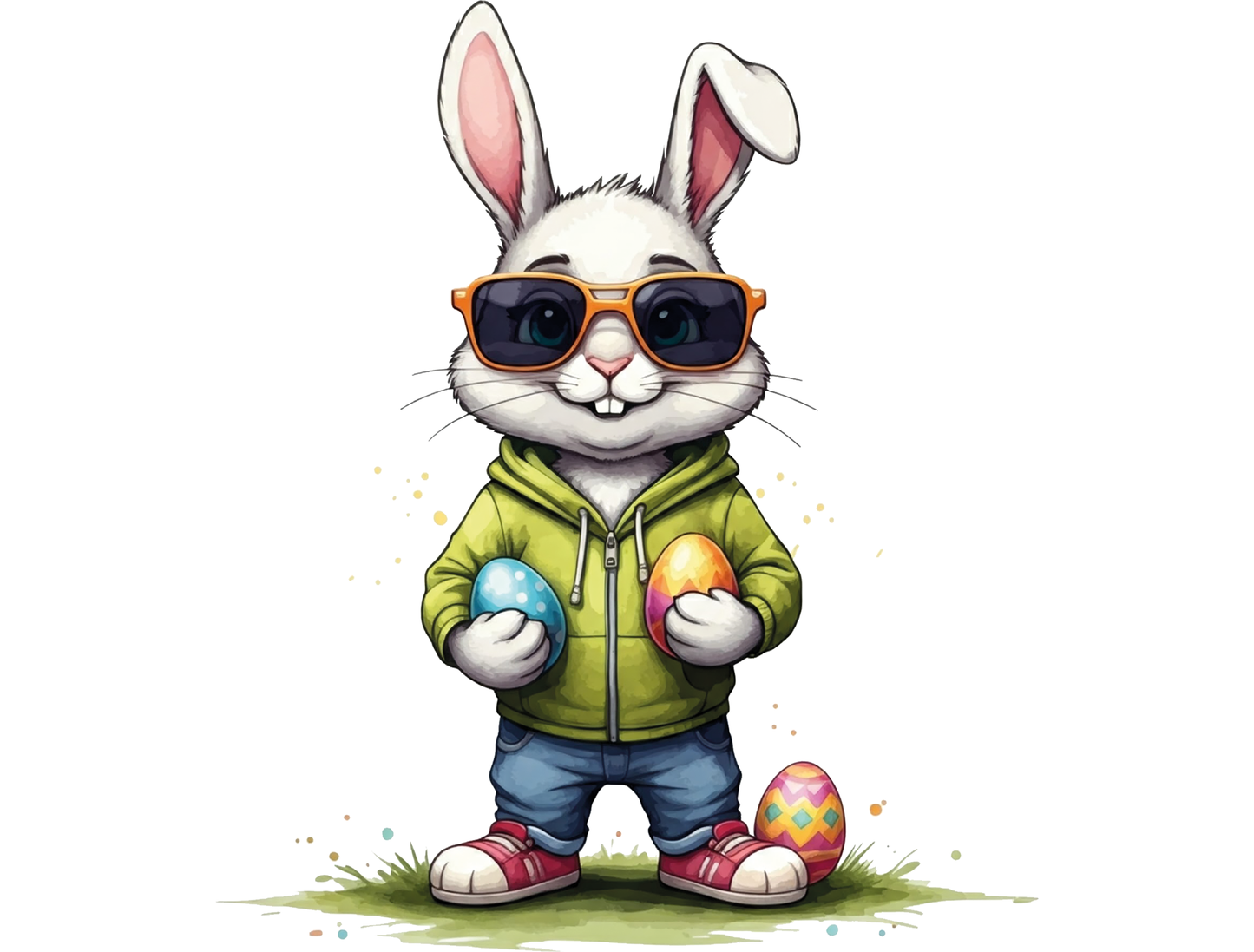 Bügelbild Osterhase mit Sonnenbrille