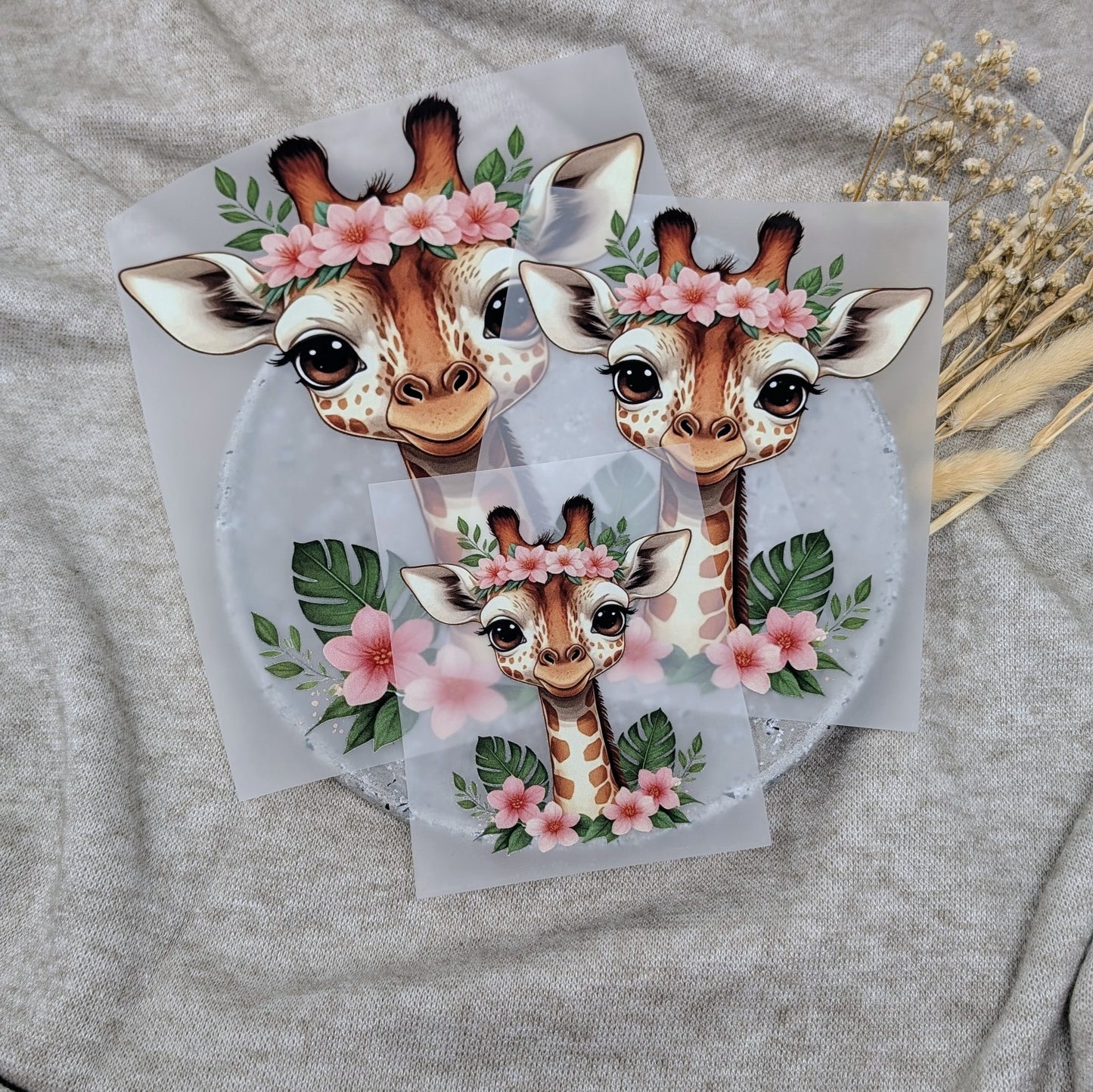 Bügelbild Blumengiraffe