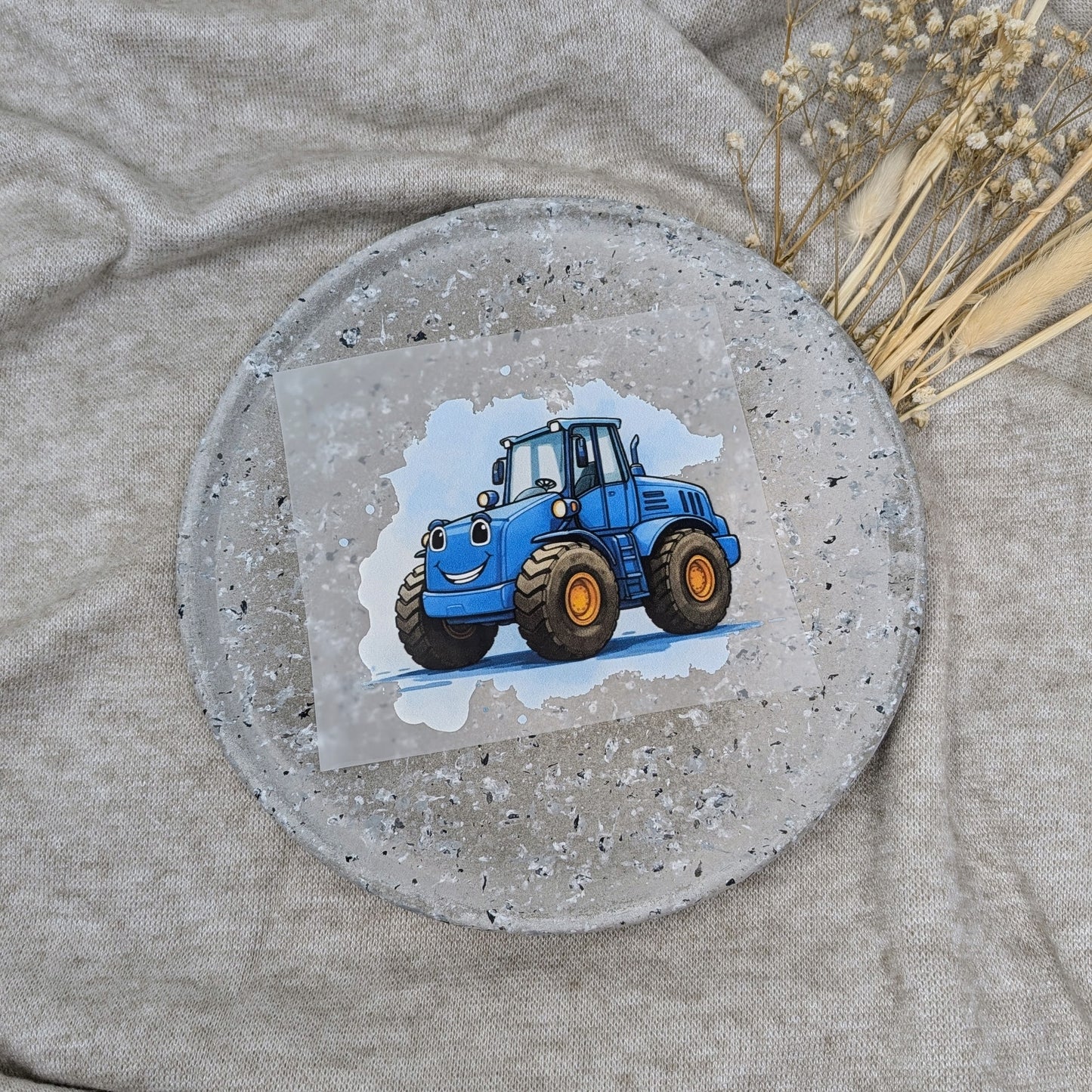 Bügelbild blauer Radlader