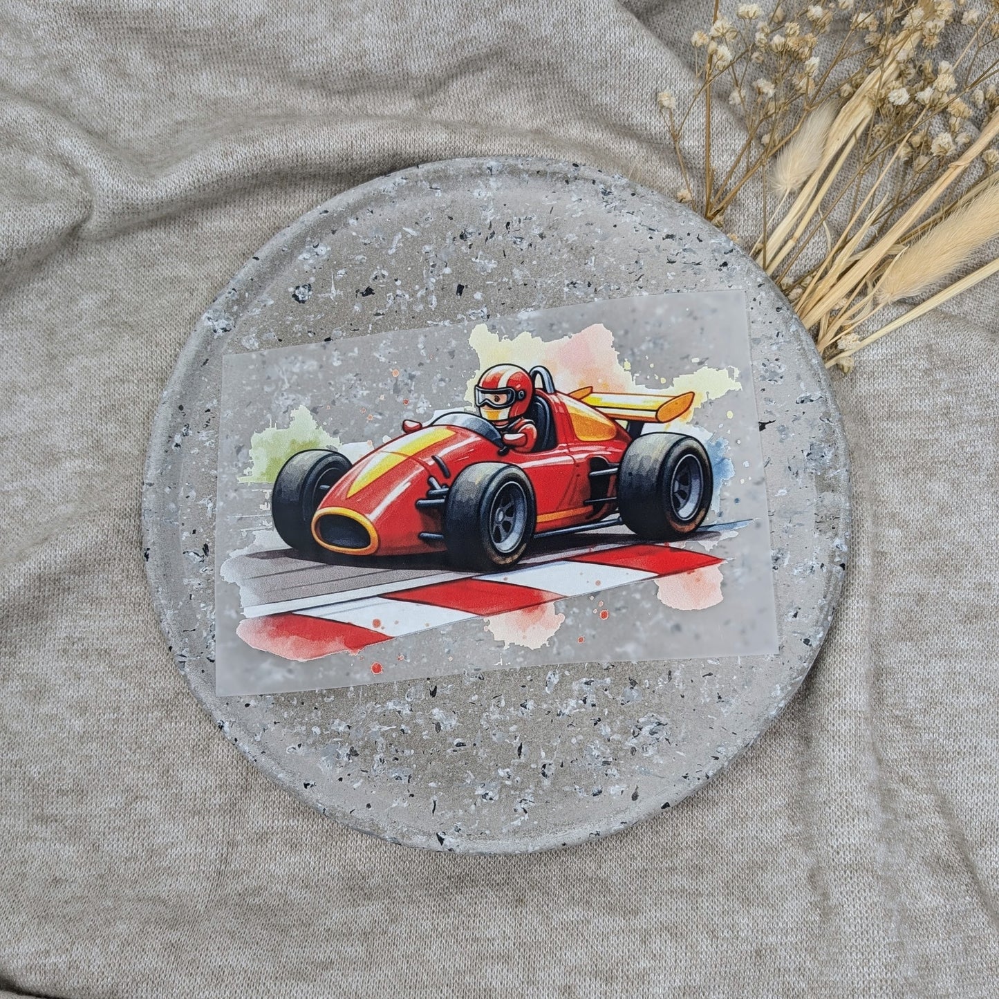 Bügelbild roter Rennwagen