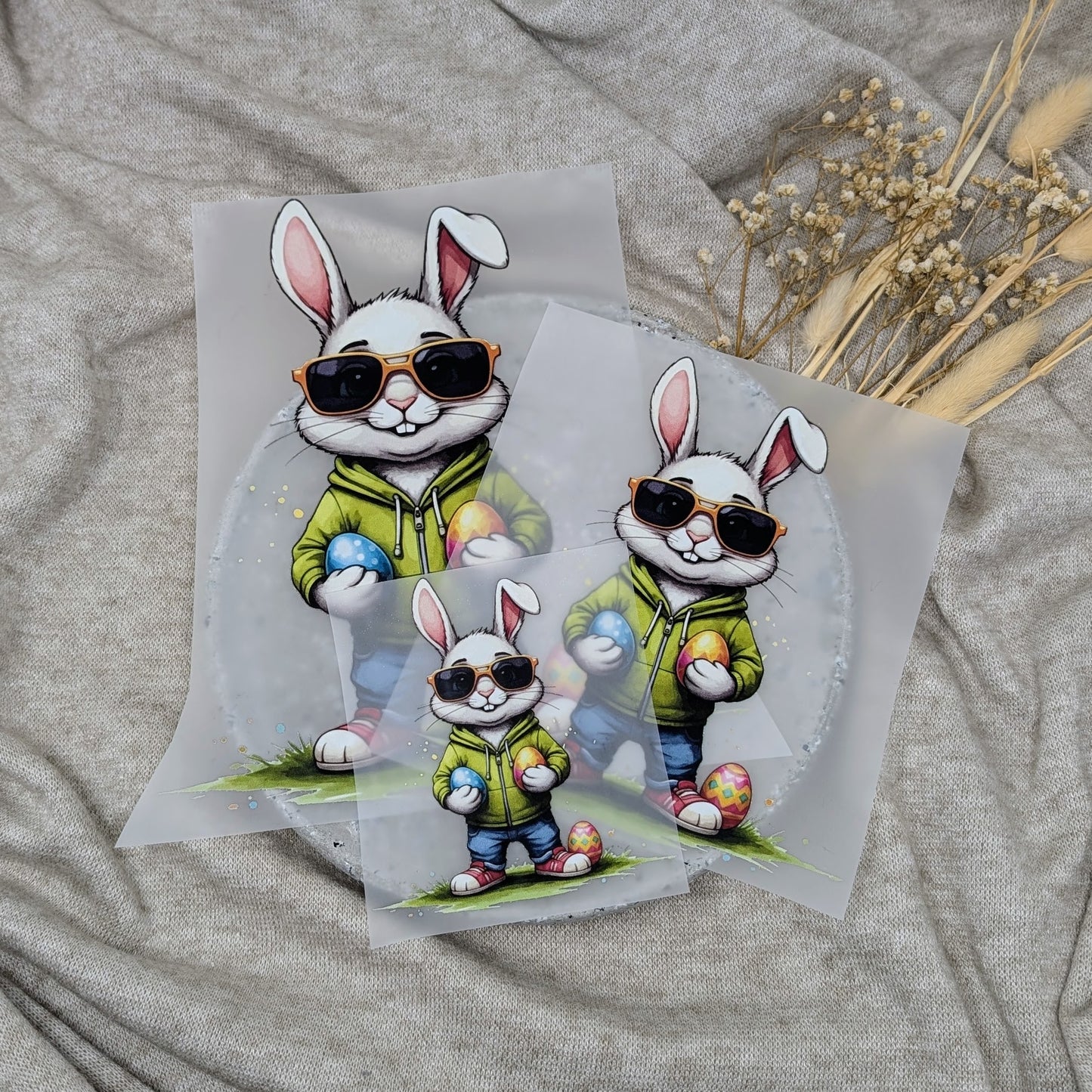 Bügelbild Osterhase mit Sonnenbrille