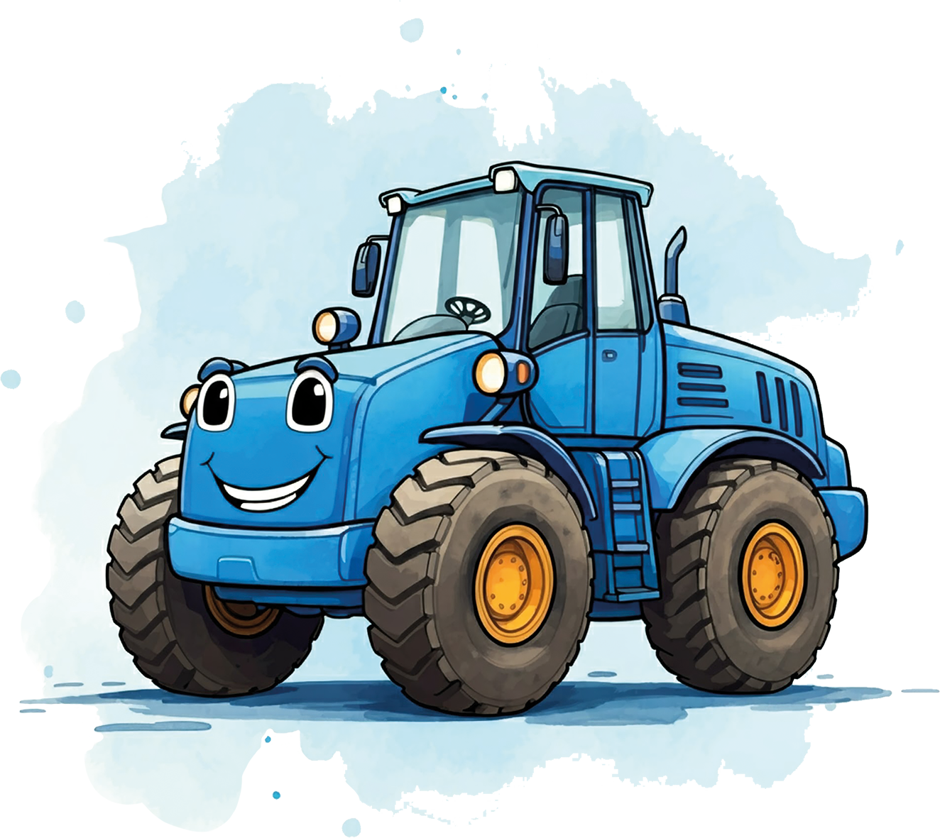 Bügelbild blauer Radlader