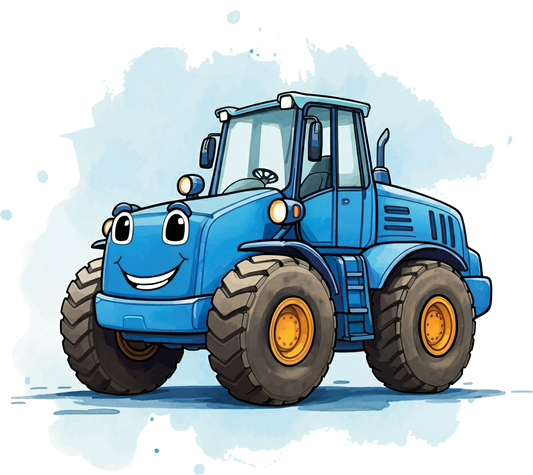 Bügelbild blauer Radlader