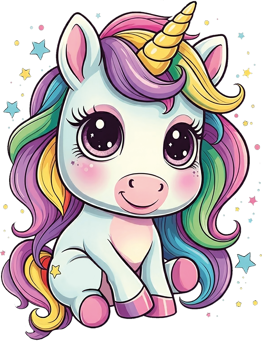 Bügelbild Einhorn mit Sternen