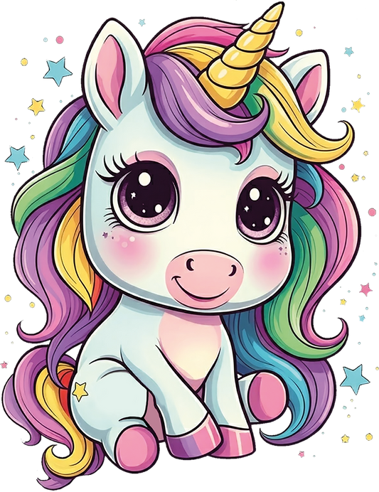 Bügelbild Einhorn mit Sternen