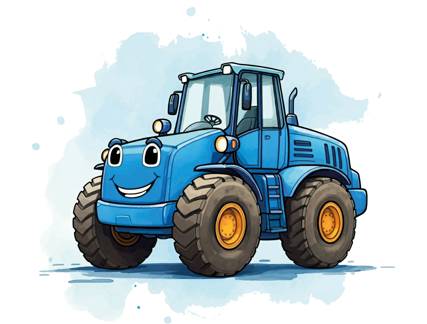 Bügelbild blauer Radlader